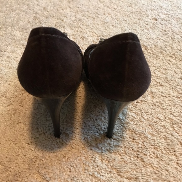 EUC brown suede buckle toe heels - Picture 3 of 4